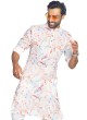 Fancy Printed White Kurta Pajama Set